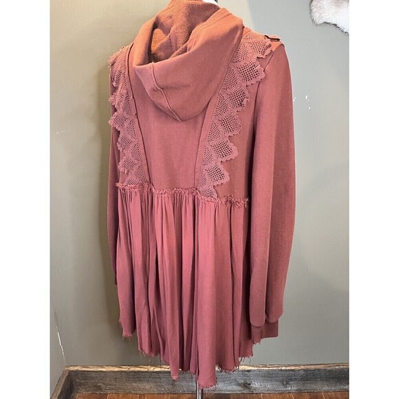 Gimmick By Buckle Womens Boho Mixed Media Lace Full Zip Long Length Hoodie M - Picture 3 of 8